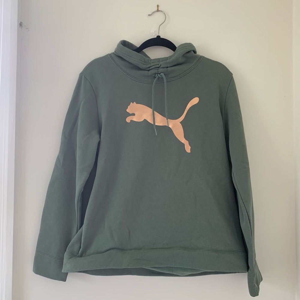 Puma Green with Gold Symbol Cowl Neck Hoodie